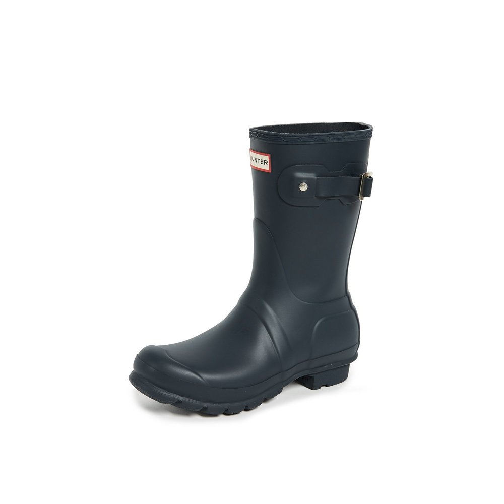 HUNTER WOMENS ORIGINAL SHORT NAVY MATTE RAIN BOOT, 9 B(M) US